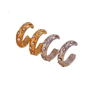 Mini Crystal Cuff Earrings Stainless Steel